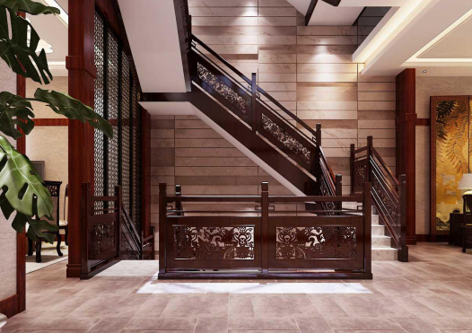中式风格楼梯装修效果图，充满典雅古韵的楼梯设计!