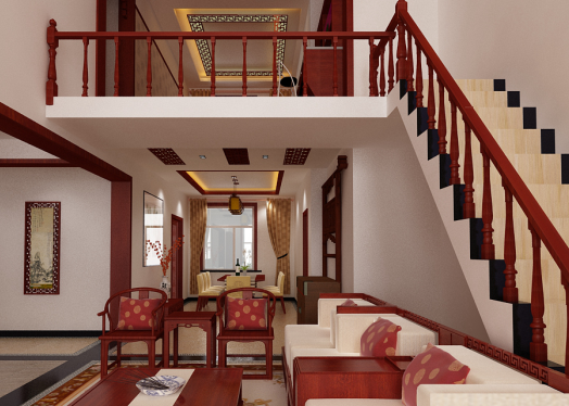 中式风格楼梯装修效果图，充满典雅古韵的楼梯设计!
